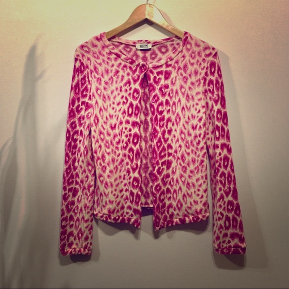 Moschino Sweaters - Moschino pink leopard cardigan